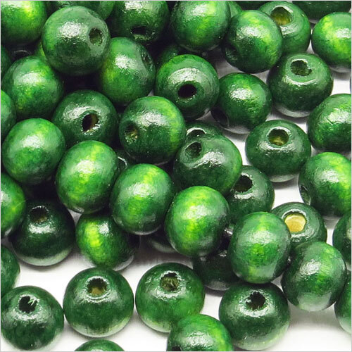 Lot de 100 Perles Rondes en Bois 8mm Vert foncé - Afbeelding 1 van 3