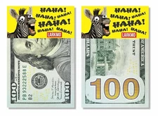 The Pranking Zebra Funny $100 Gag, One Hundred Dollar Bill Joke Office Prank