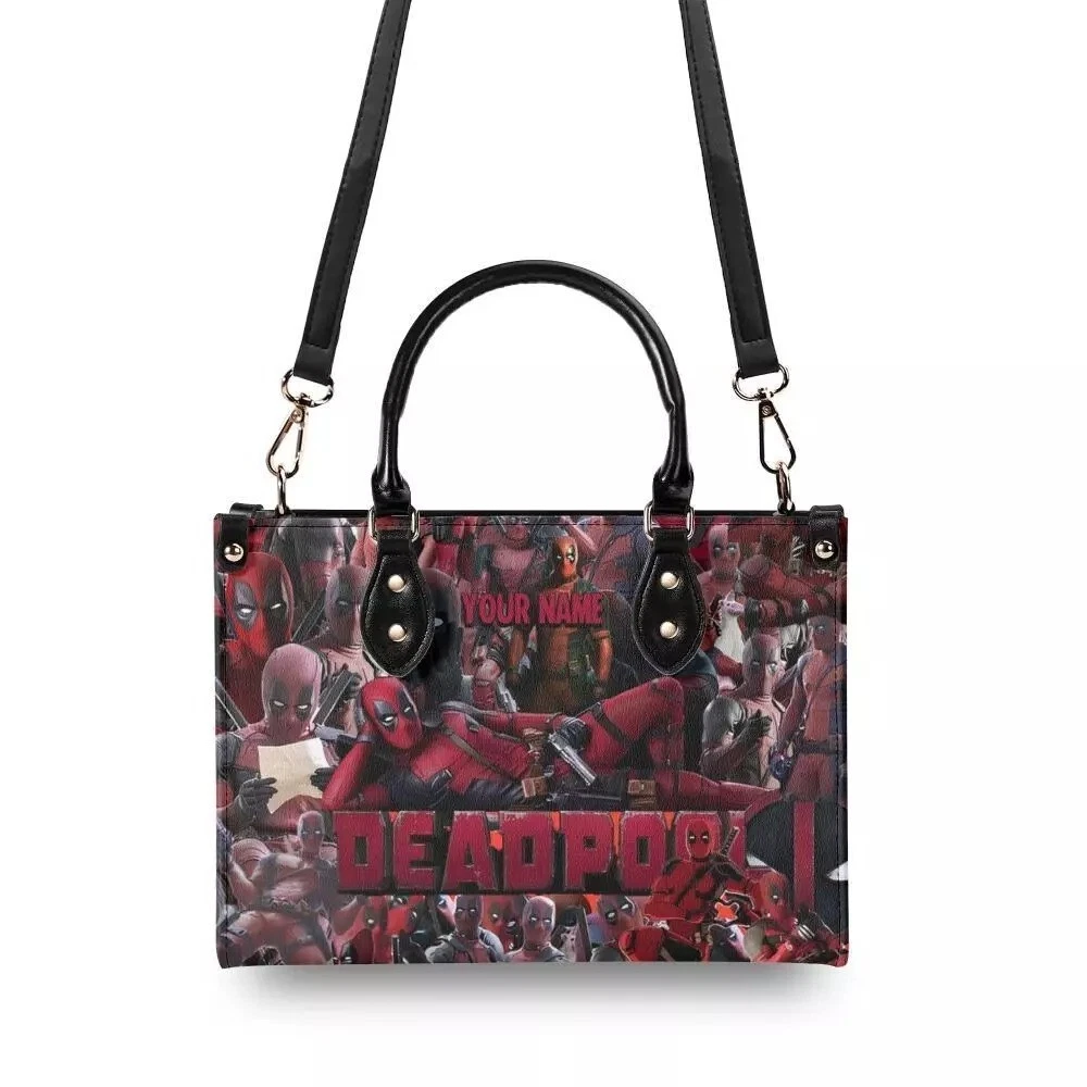 Personalized Deadpool Leather Handbag, Deadpool Lovers Women's Leather Bag Gift