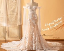 Luxurious Blush Lace Wedding Dress Bridal Gown 2-28W Custom made Corset Straps