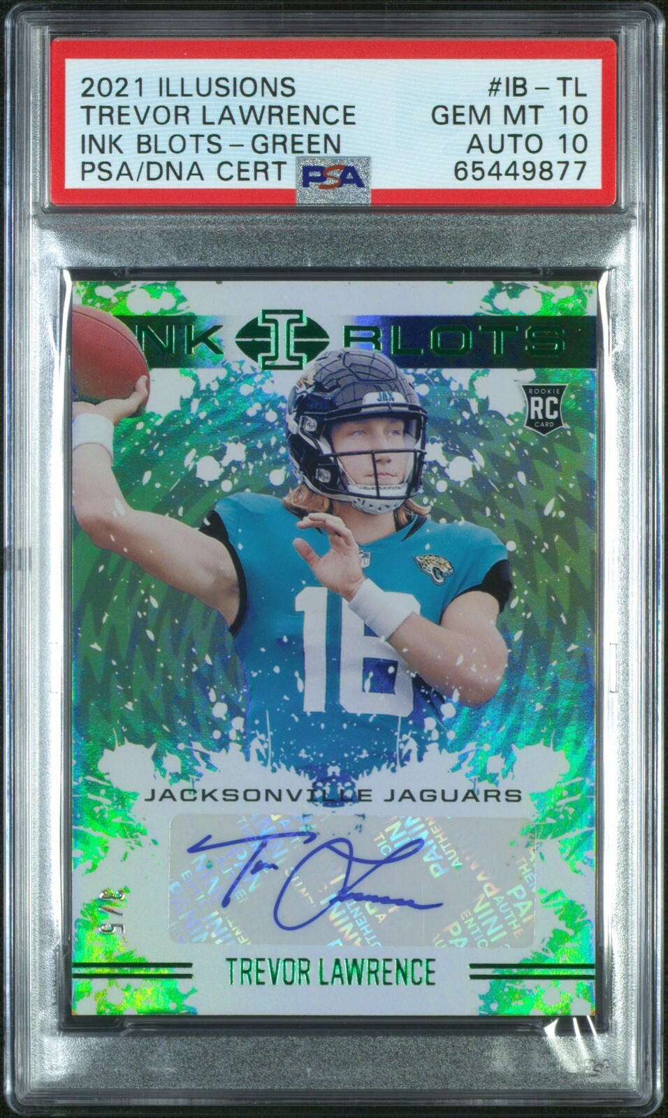Trevor Lawrence Panini Illusions Ink Blots #IBTL Green