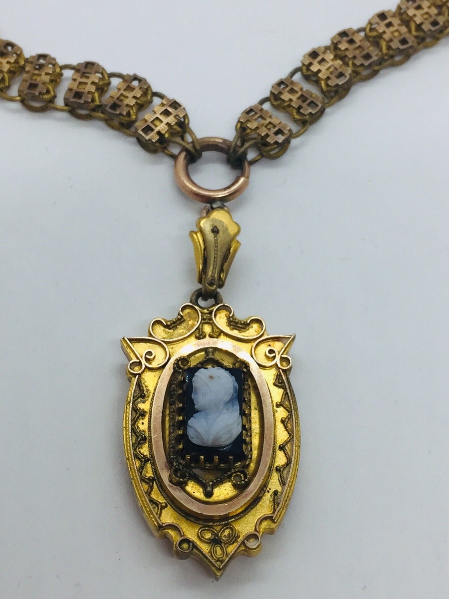 Gorgeous Victorian Gold Filled Cameo Book Chain Necklace 104858402_070_m main image 4