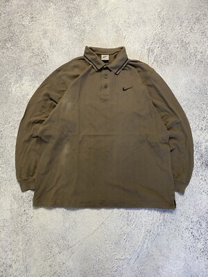 Vintage Nike Brown Rugby Longsleeve Shirt Swoosh Y2K | eBay