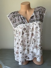 Lucky Brand Tank Top Women L Boho Floral Ligh...
