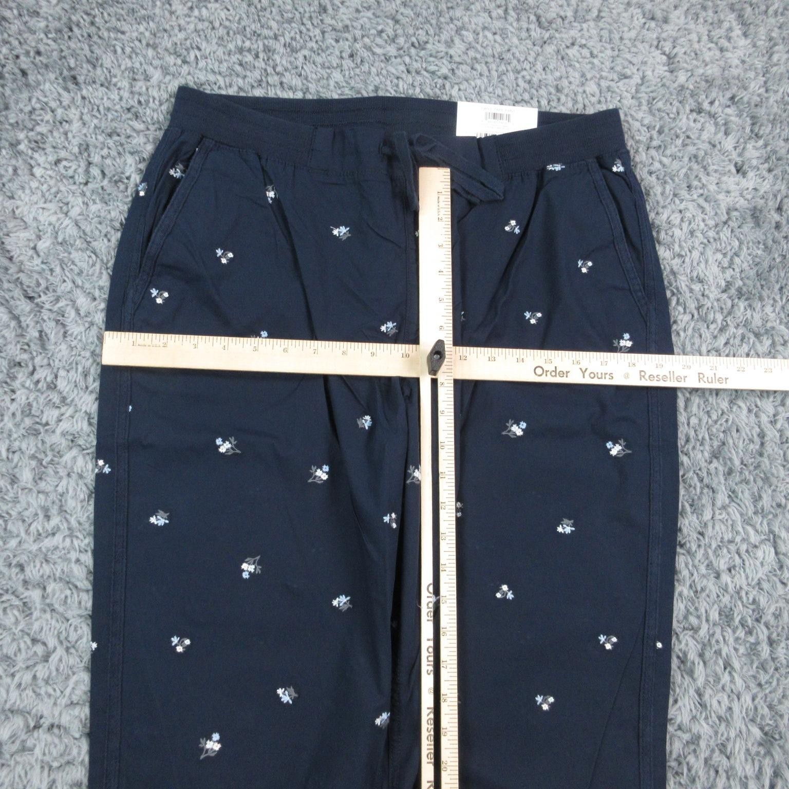 Style & Co Twill Tape Pant Womens Large Blue Cropped Straight Floral 33x25* NWT