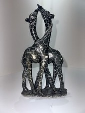 African Shona Stone Kissing Giraffe Figurine Zoo Animals Giraffe Sculpture