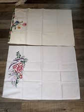 Vintage Hand Embroidered/sewn Pillowcases Floral Pink  Purple    