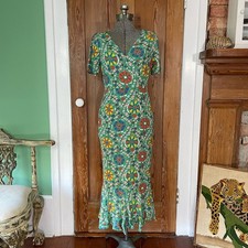 RHODE x Target Zinnia Floral Print Short Sleeve Midi Colquette Dress - Sz 0 💚🎀