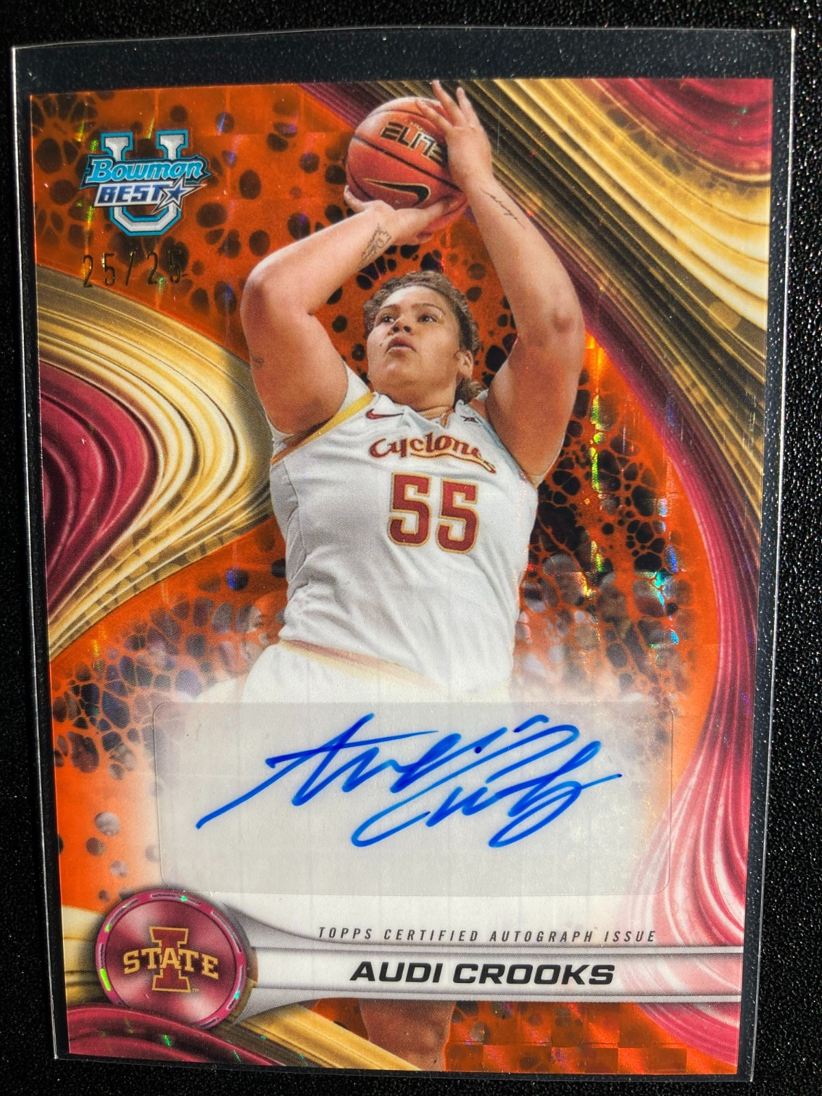 Audi Crooks 2024-25 Bowman U Best Best of 2024 Autograph Orange Mini Diamond /25