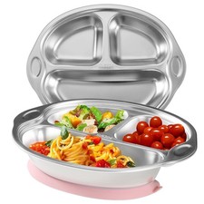 Stainless Steel Baby Suction Plates: Divided Plates for Babies and Toddlers, ...