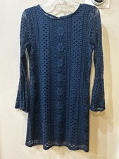 Francescas Long Bell Sleeve Lace Boho Cotton Mini Dress Size Small