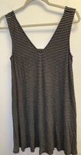 American Eagle Dress Black White Stripe Double V Neck Soft & Sexy Stretch Small