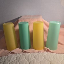 Set of 4 Vintage Tupperware Pastel Tumbler Cups 16 oz Stacking 107 USA