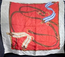 Lauren Ralph Lauren 100 Silk Scarf Equestrian Horse Bridle 21 x 21