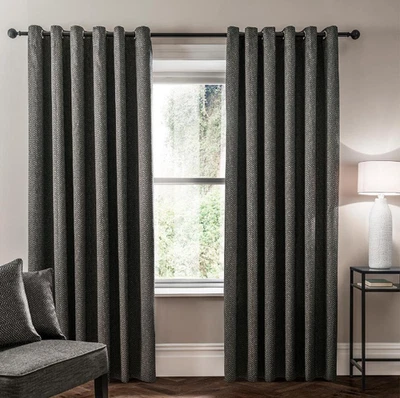VERONA Gris Carbón Texturizado Forrado Ojales Cortinas de Studio G - 90" x 72" NUEVO - Imagen 1 de 2