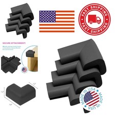 4 Piece Black Safety Corner Cushion Soft Foam Baby Proofing Table Protector