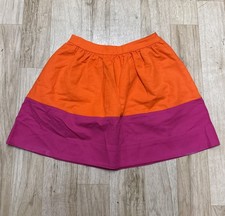 Kate Spade Pleated Cotton Bright Pink Orange Pocketed Skirt Girls Sz 12 Flaws