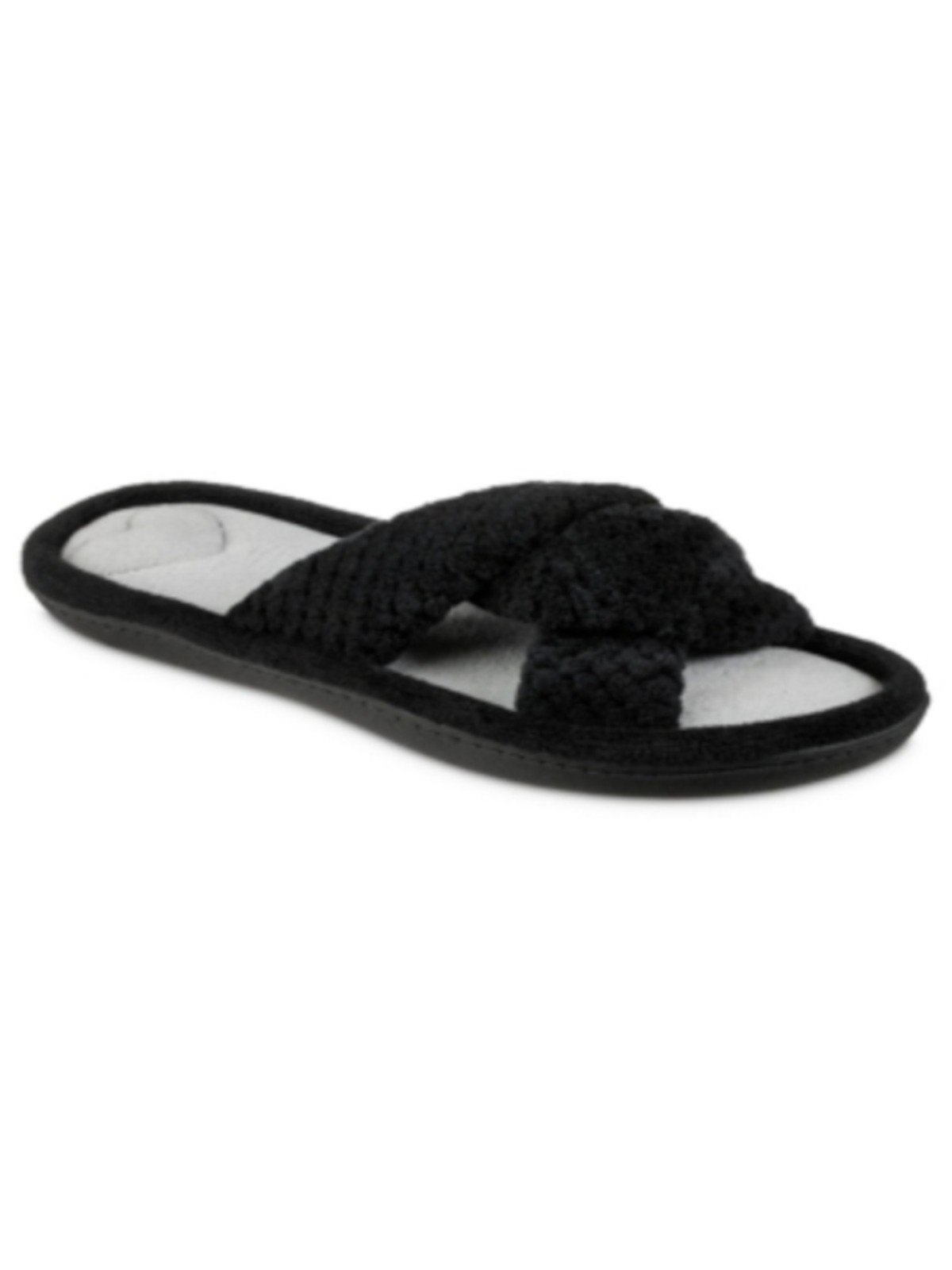 ISOTONER/ женские черные шлепанцы-слипоны из микротерри Попкорн с круглым носком; обувь XL