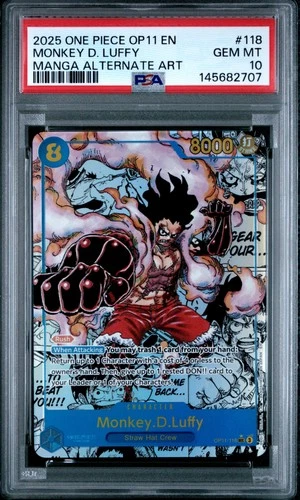 PSA 10 Monkey D. Luffy Op11-118 Fist Divine Speed Manga Alternate Art ONE PIECE