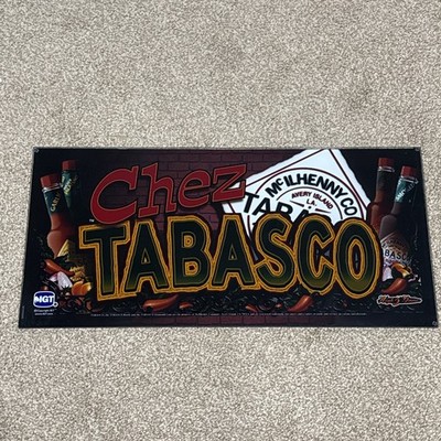 Vintage Glass Panel IGT Chez Tabasco Hot Sauce Glass Slot Machine Graphics Sign