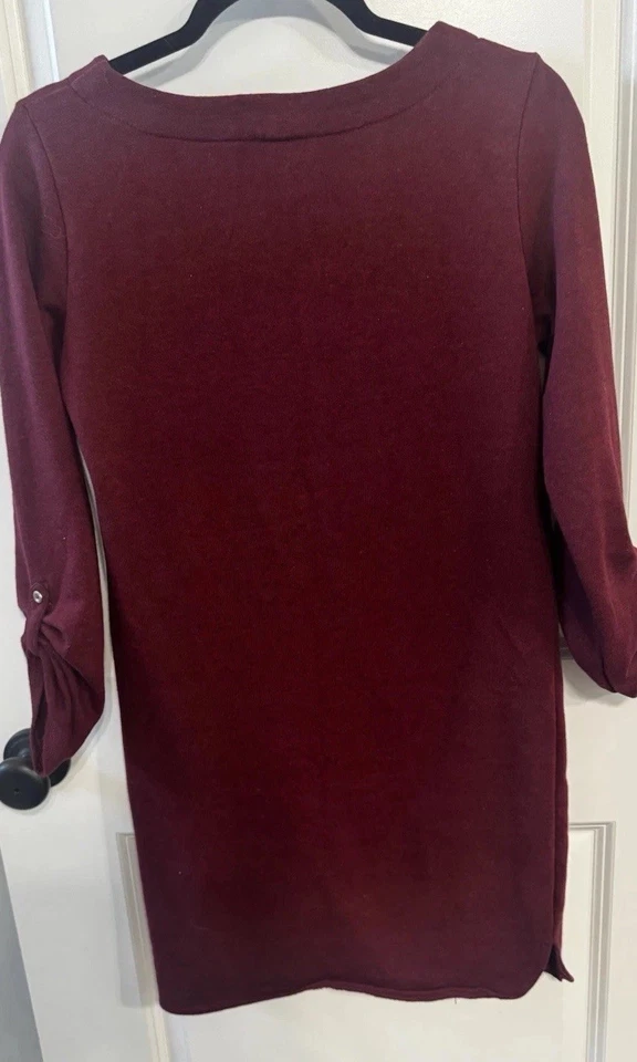 Merona 卫衣 船领连衣裙 S 码 勃艮第色 — 第 2/4 张图片