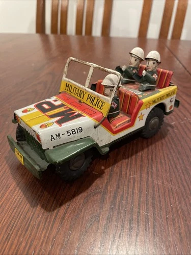 Vintage~MARX~Tin Toy U.S. Army Military Police Friction Jeep~Japan~AM-5819