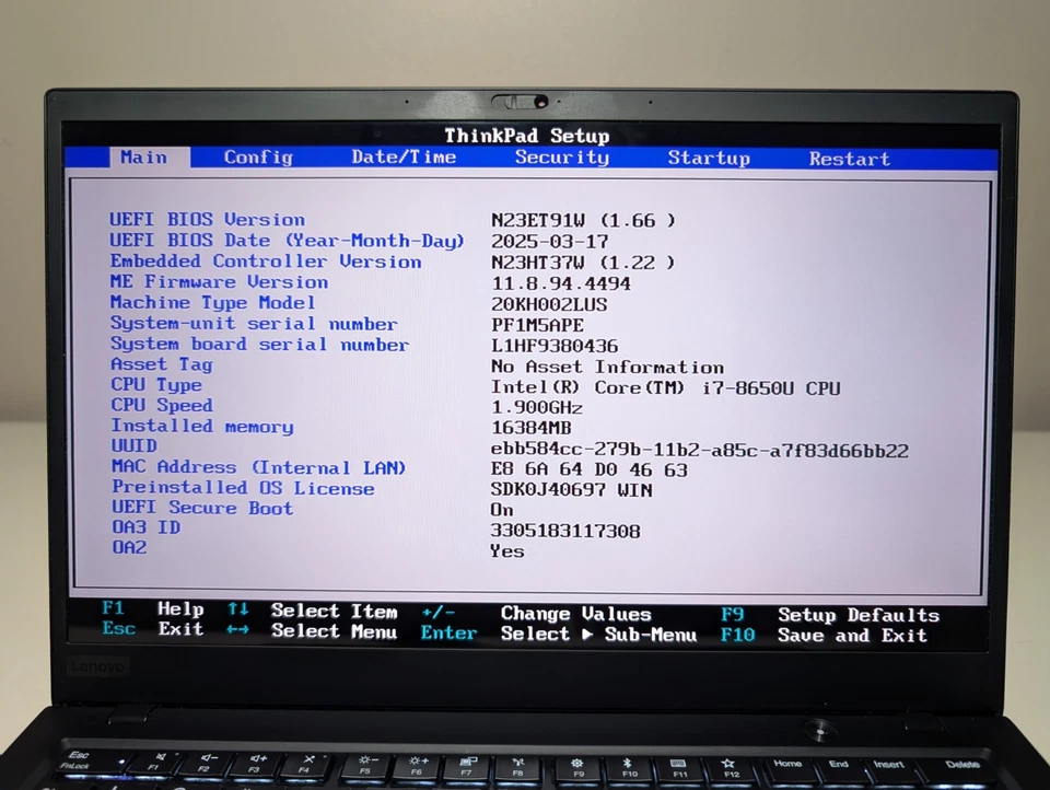 Read! Lenovo X1 Carbon 6th Gen — i7-8650U • 16GB RAM • No SSD • WQHD HDR Display - Image 2 of 4