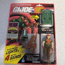 1991 Vintage G.I. Joe Sonic Fighters ROCK N ROLL Machine Gunner Complete On Card