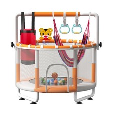 55" Kids Indoor Trampoline with Safety Net, Adjustable Gymnastics Bar  Toys ...