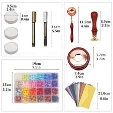 Wax Seal Stamp Kit 24 Colors and 600 Pcs Beads with Sealing Wax Warmer, Stamp...