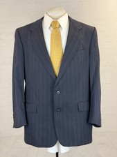 Christian Dior Men's Navy Blue Striped Blazer 44R Two Button USA Vintage