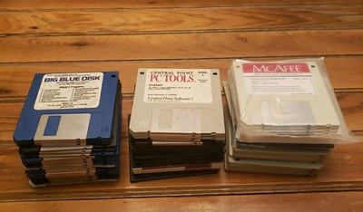 Microsoft MS-DOS Floppy Disk 3.5'' Program Lot 60 DISKS Mixed AoL Big Blue McAfee