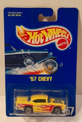 1991 Hot Wheels Die Cast Car Yellow '57 Chevy No. 157