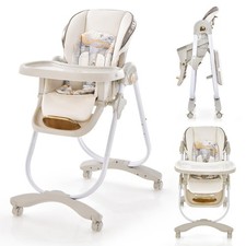 HOMGX Portable High Chair, Foldable Baby Feeding Chair with Adjustable Footre...