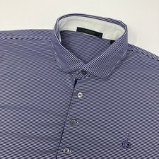 Greyson Men's Large Striped Polo Shirt Blue White Short Sleeve Golf Performance