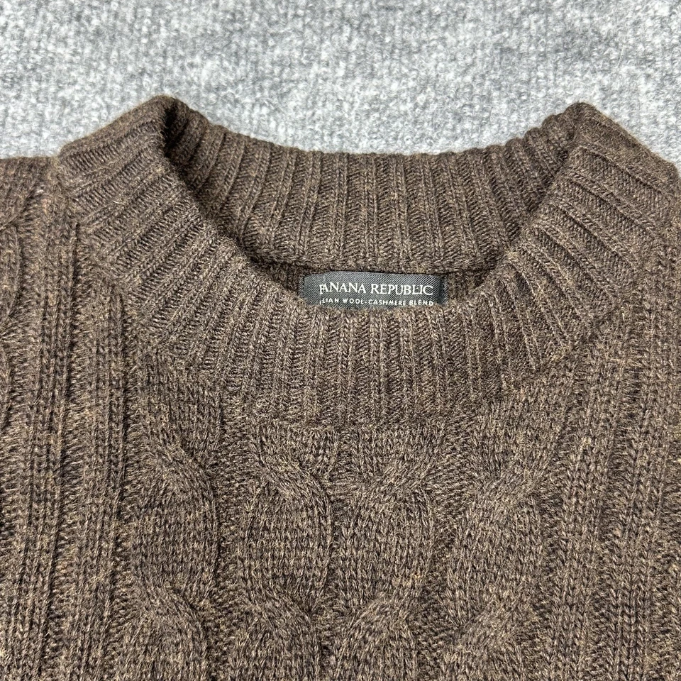 Suéter Banana Republic Lana Cachemira Tejido por Cable Pescador Gran Tamaño Abuelo Usado en Excelente Condición Foto 2 de 4