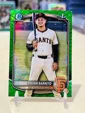 Yulian Barreto 2025 Bowman Chrome 1st Green Reptilian Refractor /99 SP Giants