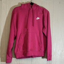 Nike Womens Sportswear Pullover Hoodie Pink Fleece Sweatshirt Logo S