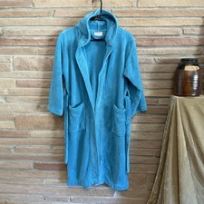 Microfiber Fleece Hooded Robe Blue Large