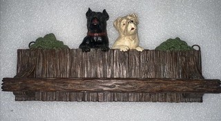 Vintage Syroco Dogs Small Wall Towel / Tie / Leash Rack Holder
