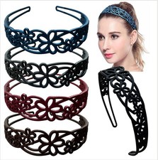 Yazon 5pcs Wide Flower Headbands for Girls 5 Count Pack of 1 , Dark color