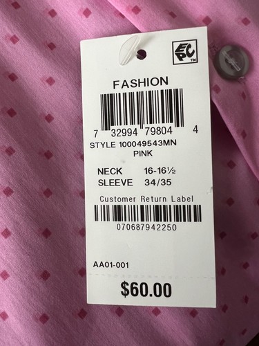 Alfani Men's Regular-Fit Temperature Regulating Solid Dress Shirt Pink Large - Picture 7 of 9