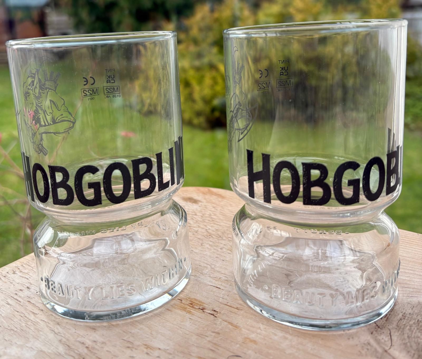 Hobgoblin Glass Pint - set of two Hobgoblin Glasses for homebar/mancave original