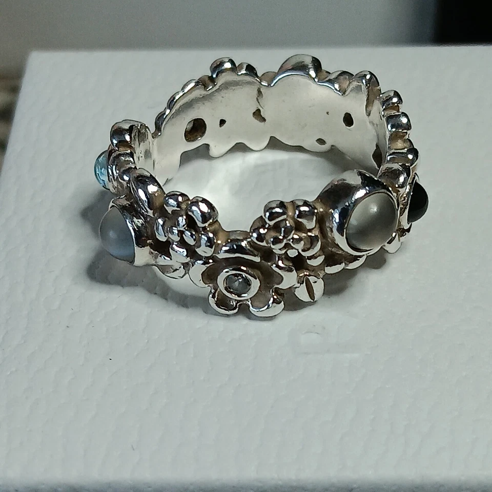 Anillo Serenidad Naturaleza Piedra Lunar Topacio Pandora Retirado Genuino Talla 54 Foto 3 de 4