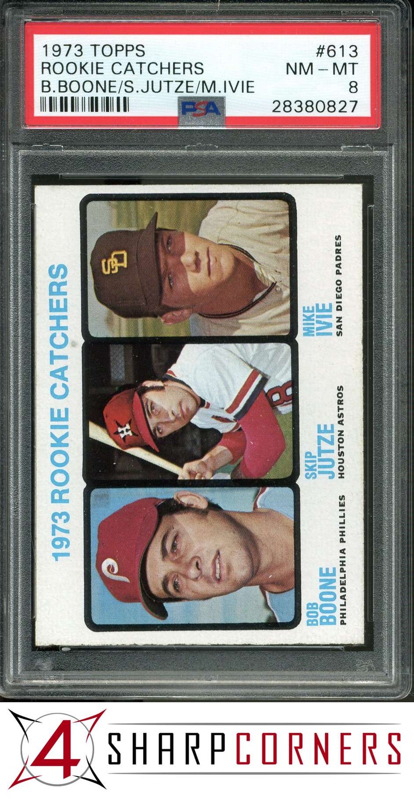 1973 TOPPS #613 BOB BOONE RC PHILLIES PSA 8