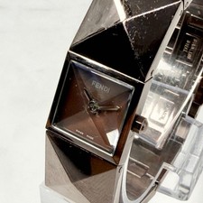 FENDI Watch 4260L Pyramid Bracelet Square Dark Brown Quartz Authentic From Japan