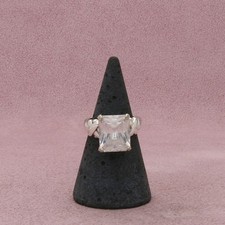 sterling silver emerald-cut cz engagement ring size 5.75