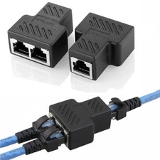 RJ45 Splitter Adapter 1 to 2 Ways Dual Female Port CAT6/5/7 LAN Ethernet Cable