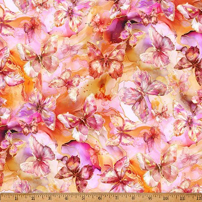 HOFFMAN - Flourish by the Hoffman Designers - Butterfly over Marble - Sherbet