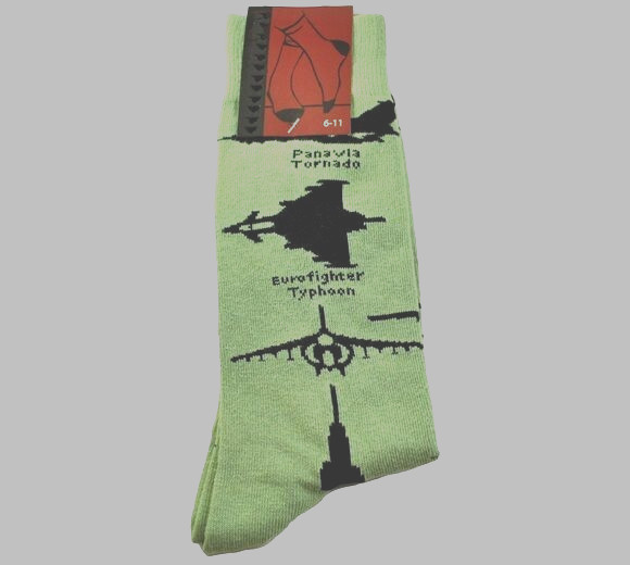 British Fighter Planes Socks Mens Size 6-11  UK Typhoon Tornado Harrier Socks